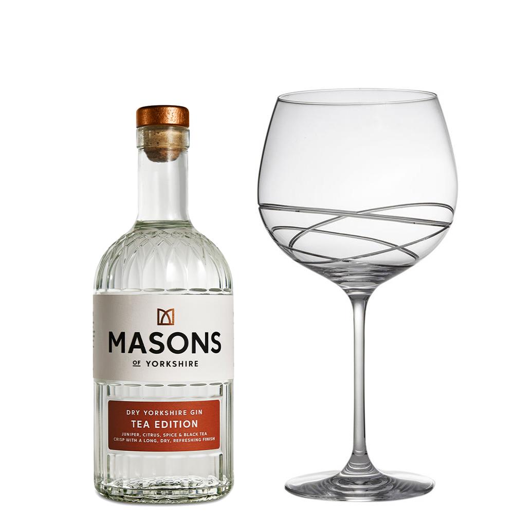 Masons of Yorkshire Tea Edition Gin 70cl And Single Gin and Tonic Skye Copa Glass